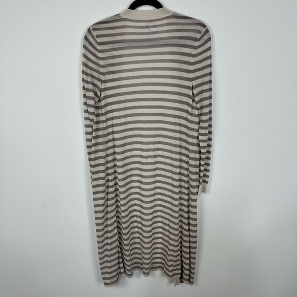 Chico's Striped Sheer Mesh Longline Cardigan neutral beach - Picture 2 of 4